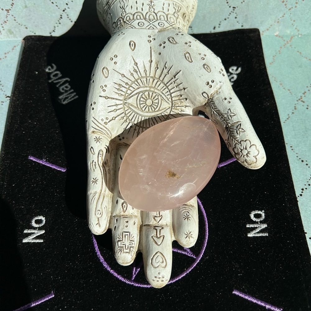 Rose Quartz Palm Stone Crystal - Natural Pink Healing Gem